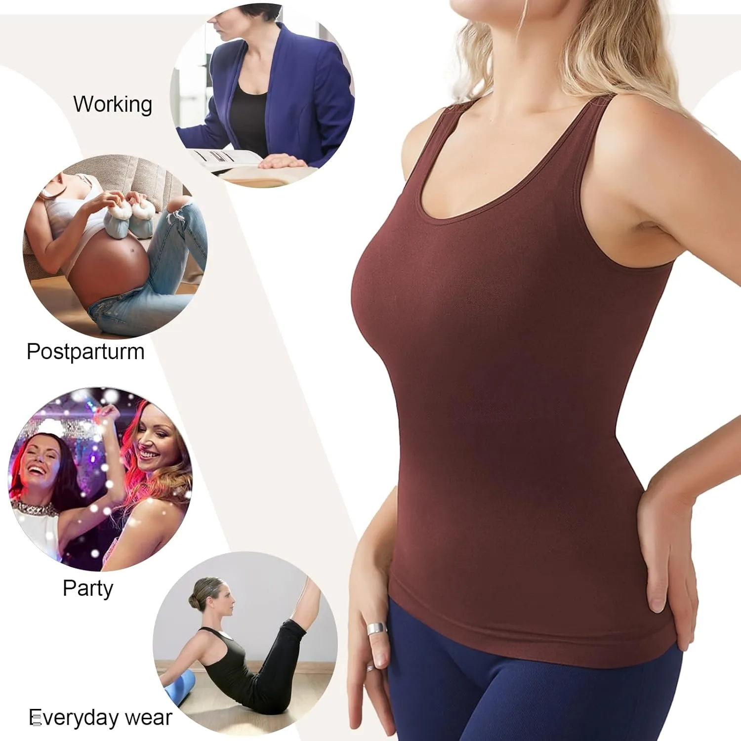 Compression Tanks Top, Womens Seamless Shapewear Tummy, Control Body Shaper Camisole