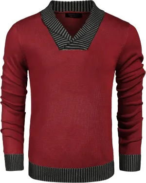 COOFANDY Men Casual Knitted Sweaters Shawl Collar Dress Sweater Long Sleeve V-Neck Pullover Tops
