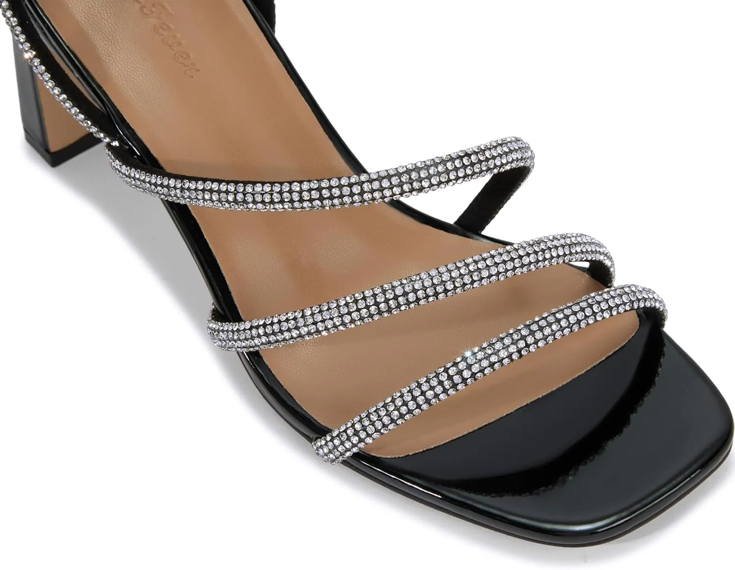 CosyFever Womens Crystal Sandals Slingback Square Toe Dressy Heels Shoes for Party Wedding Dressy Dating