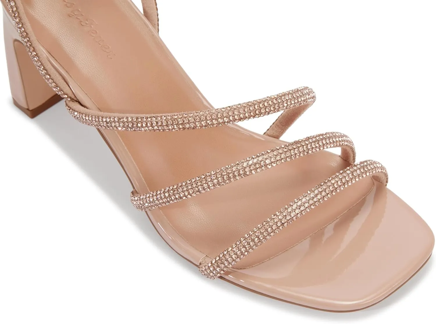 CosyFever Womens Crystal Sandals Slingback Square Toe Dressy Heels Shoes for Party Wedding Dressy Dating