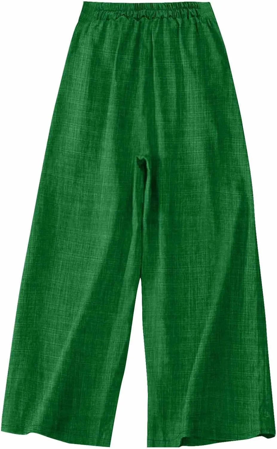 Cotton Linen Pants for Women Elastic Waist Wide Leg Button Casual Palazzo Pants Office Business Comfy Summer Trousers