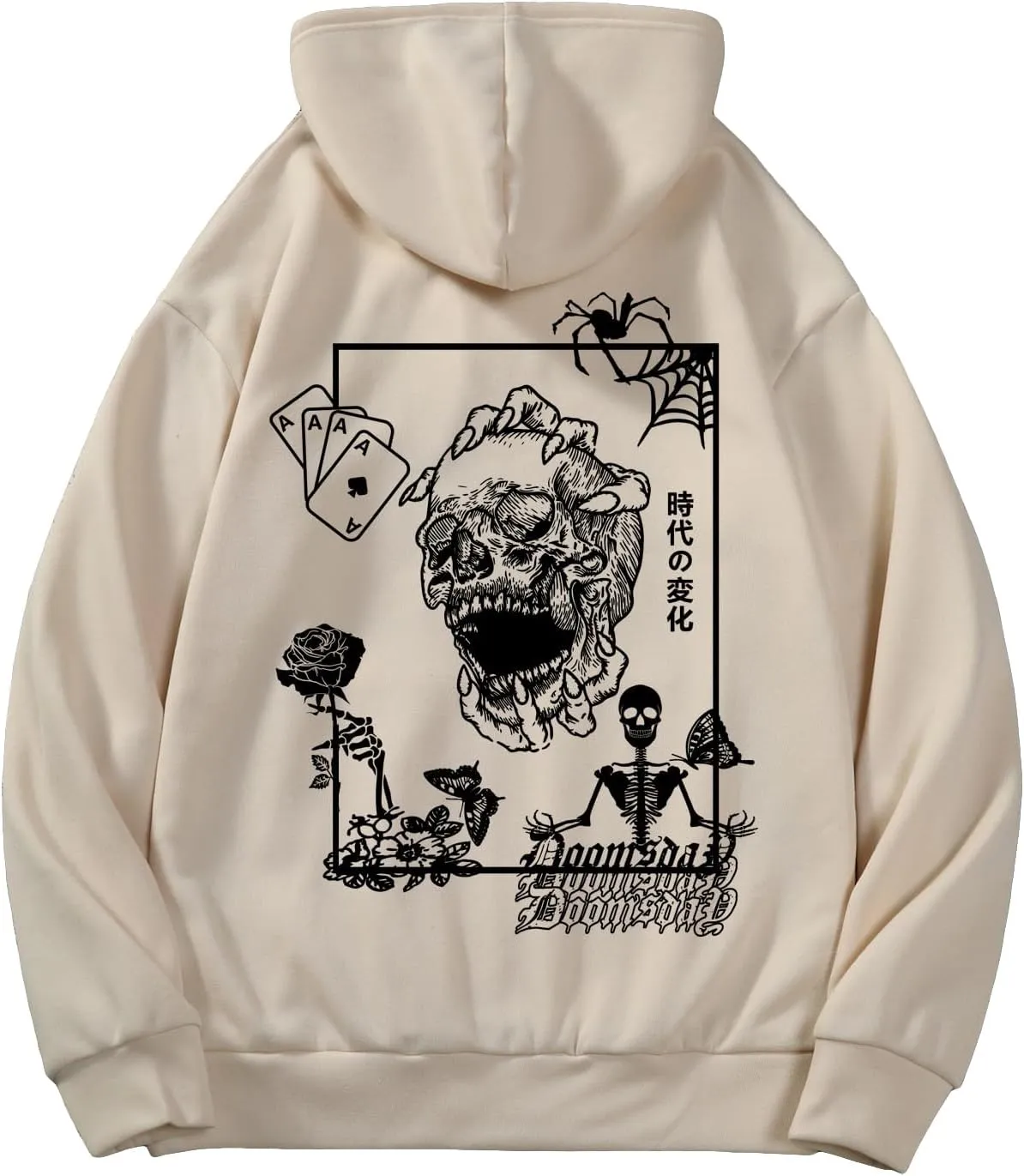 COZYEASE Men's Y2K Graphic Hoodie Drawstring Vintage Sweatshirt Long Sleeve Letter Streetwear with Pocket