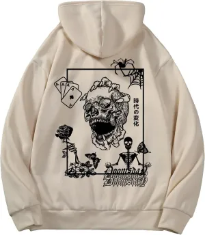 COZYEASE Men's Y2K Graphic Hoodie Drawstring Vintage Sweatshirt Long Sleeve Letter Streetwear with Pocket