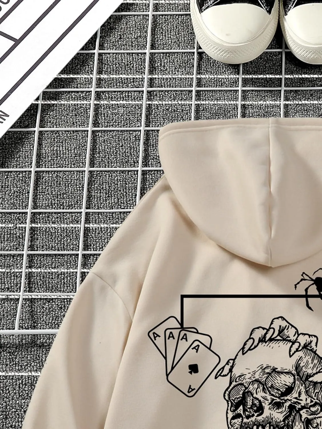 COZYEASE Men's Y2K Graphic Hoodie Drawstring Vintage Sweatshirt Long Sleeve Letter Streetwear with Pocket