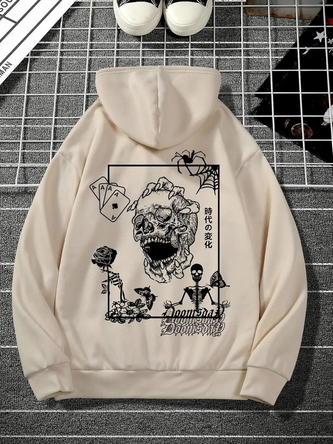 COZYEASE Men's Y2K Graphic Hoodie Drawstring Vintage Sweatshirt Long Sleeve Letter Streetwear with Pocket