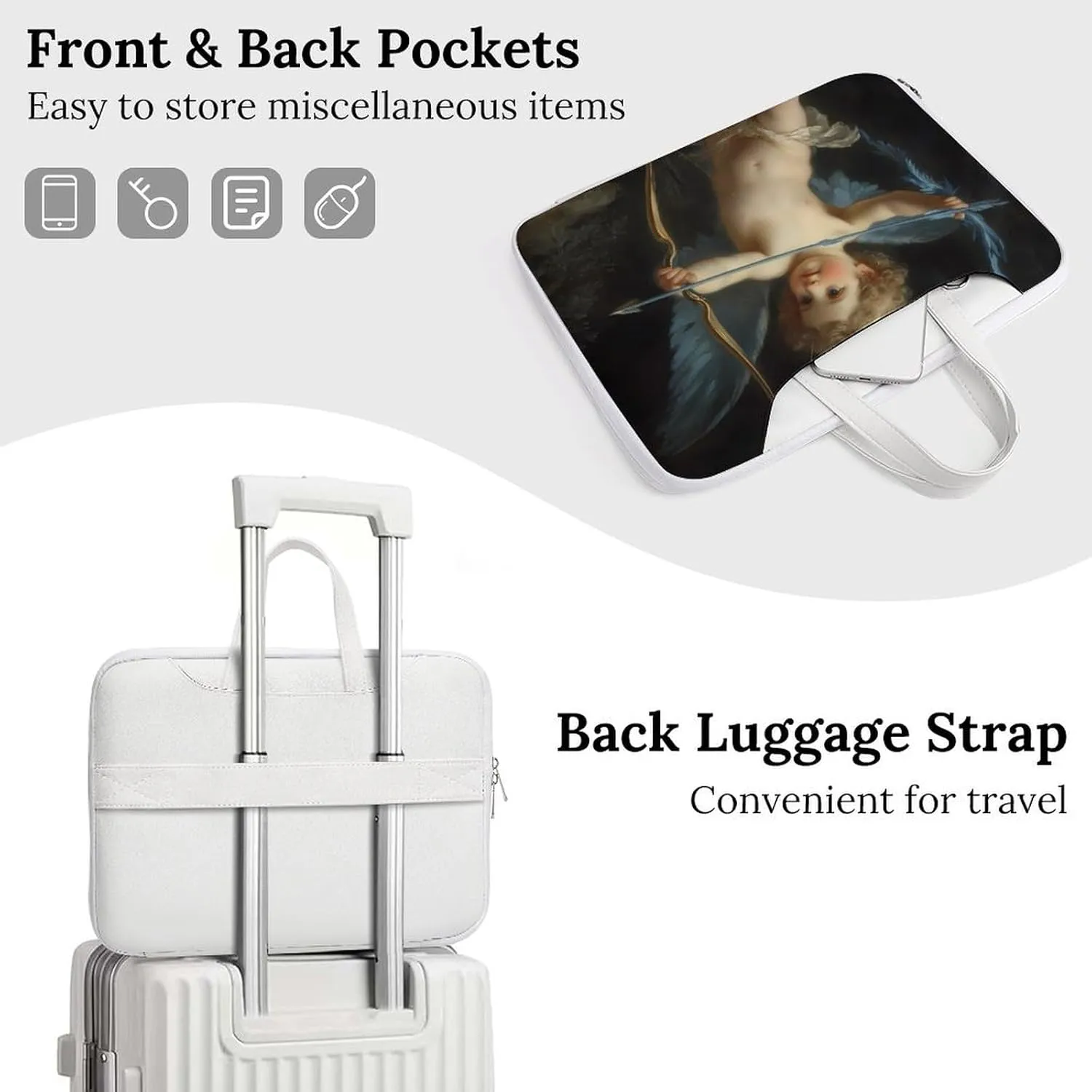 Cupid Love God Greek Mythology Leather Bag Laptop Case Slim Water Resistant Computer Bags with Handle Briefcase for Work