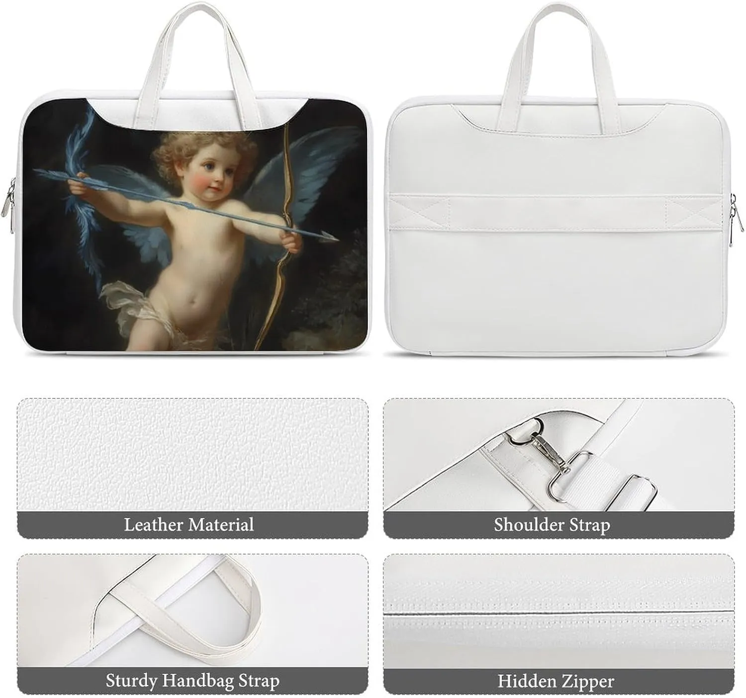 Cupid Love God Greek Mythology Leather Bag Laptop Case Slim Water Resistant Computer Bags with Handle Briefcase for Work