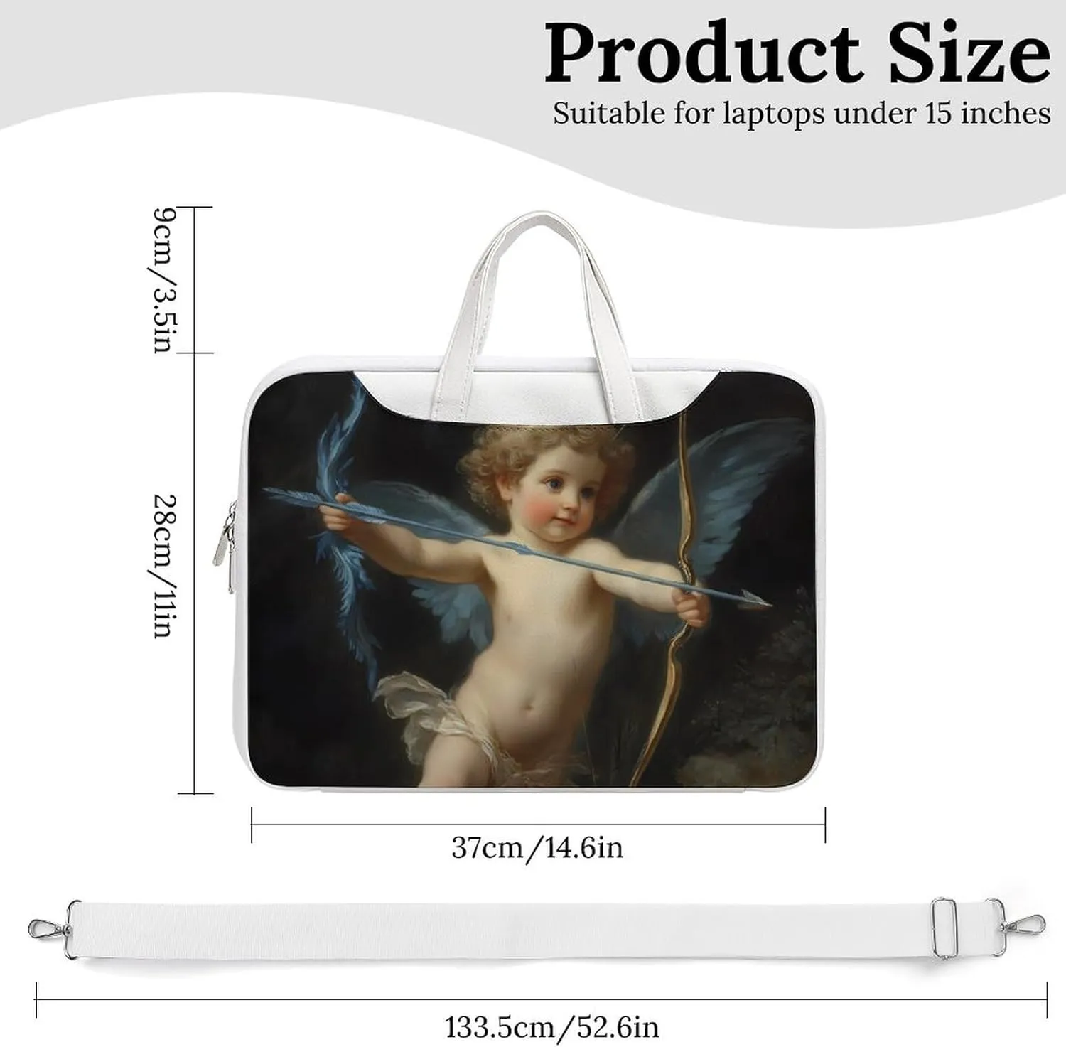 Cupid Love God Greek Mythology Leather Bag Laptop Case Slim Water Resistant Computer Bags with Handle Briefcase for Work