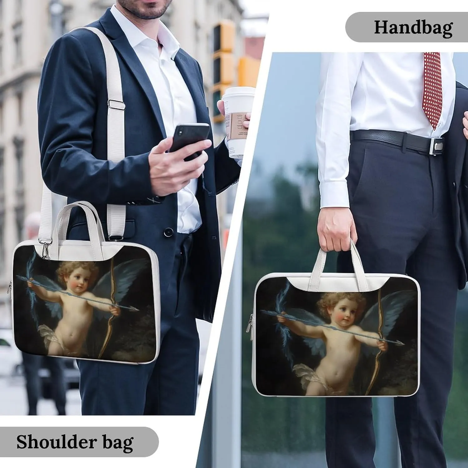 Cupid Love God Greek Mythology Leather Bag Laptop Case Slim Water Resistant Computer Bags with Handle Briefcase for Work