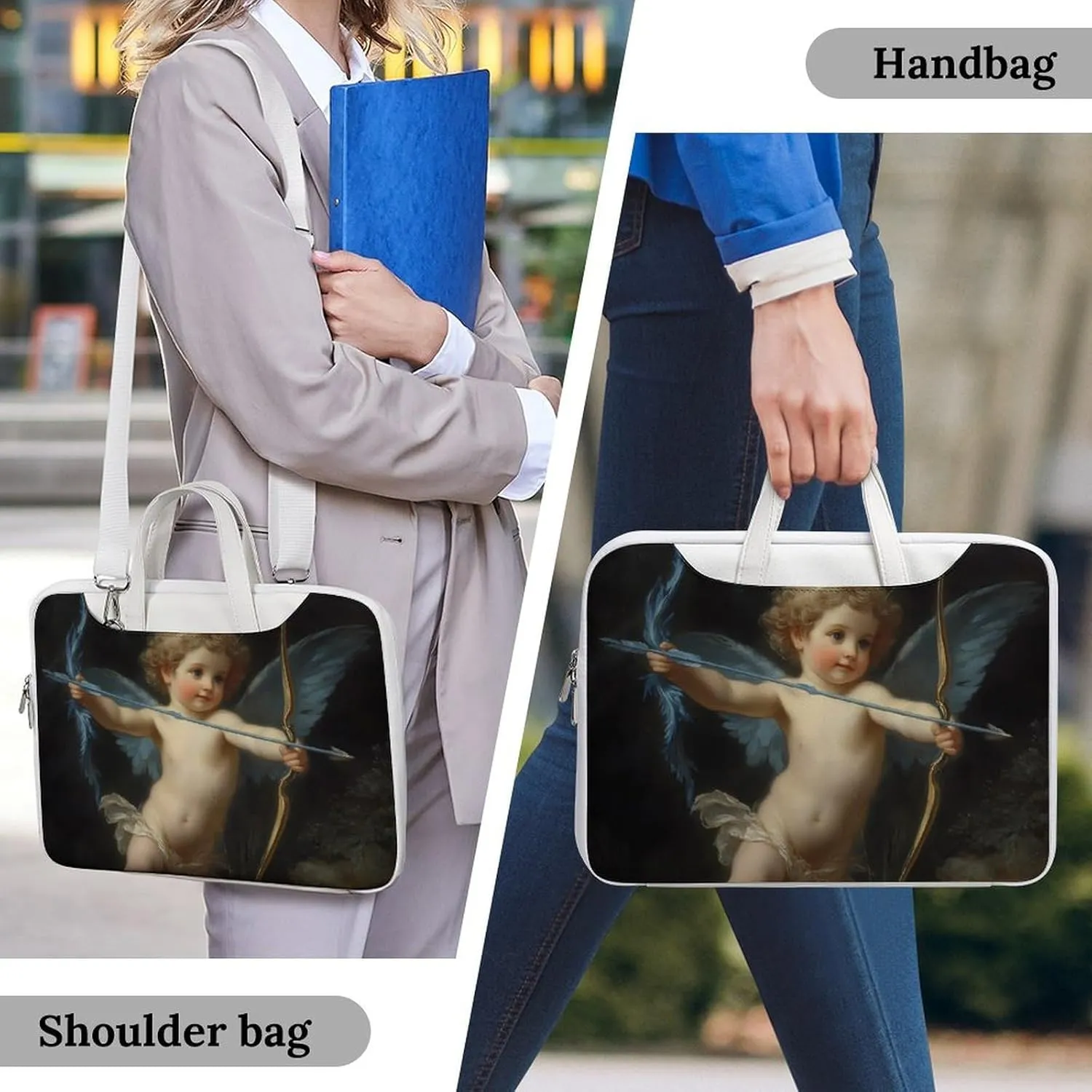 Cupid Love God Greek Mythology Leather Bag Laptop Case Slim Water Resistant Computer Bags with Handle Briefcase for Work