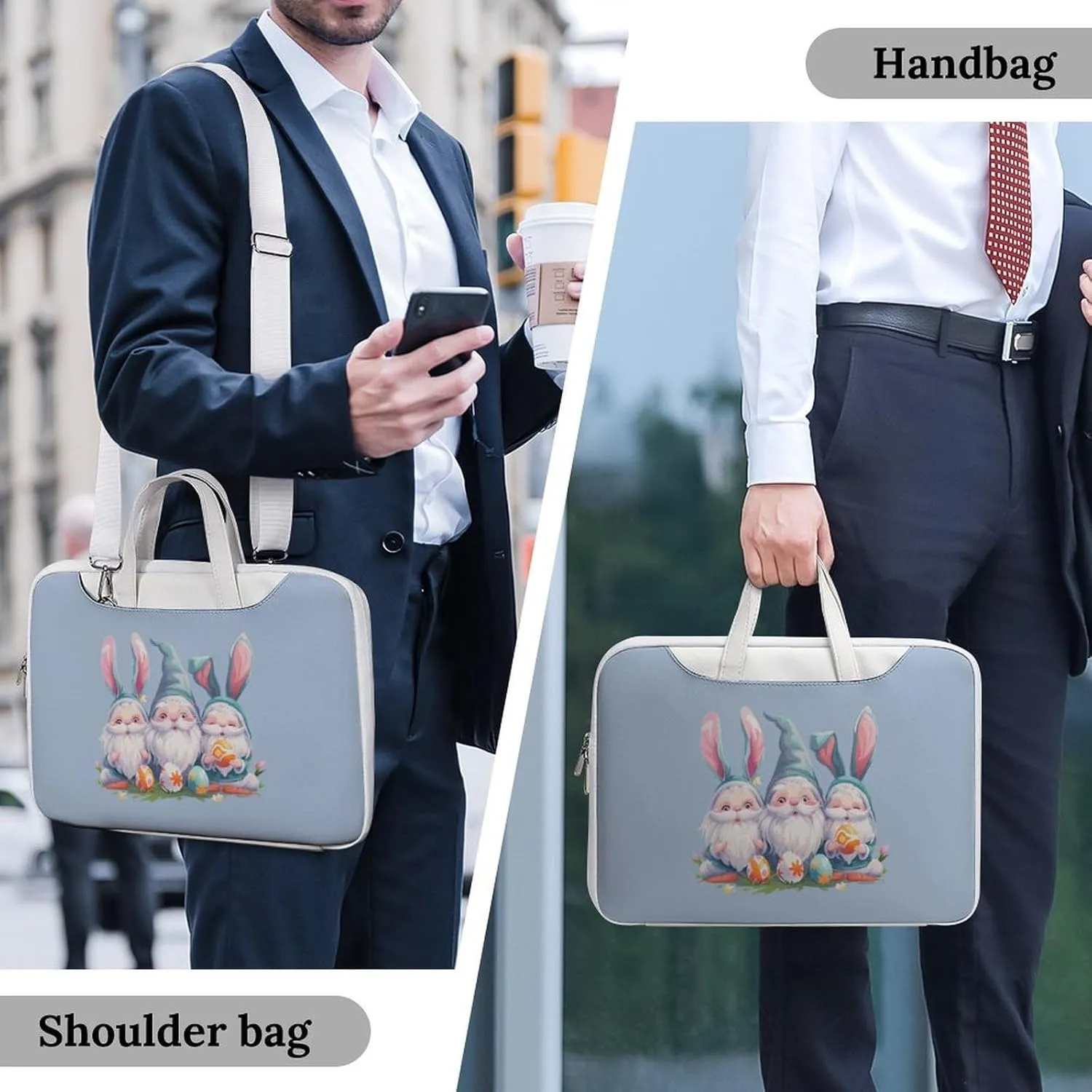 Cute Gnome Easter Laptop Tote Bag Waterproof Computer Carrying Case Business Office Briefcase