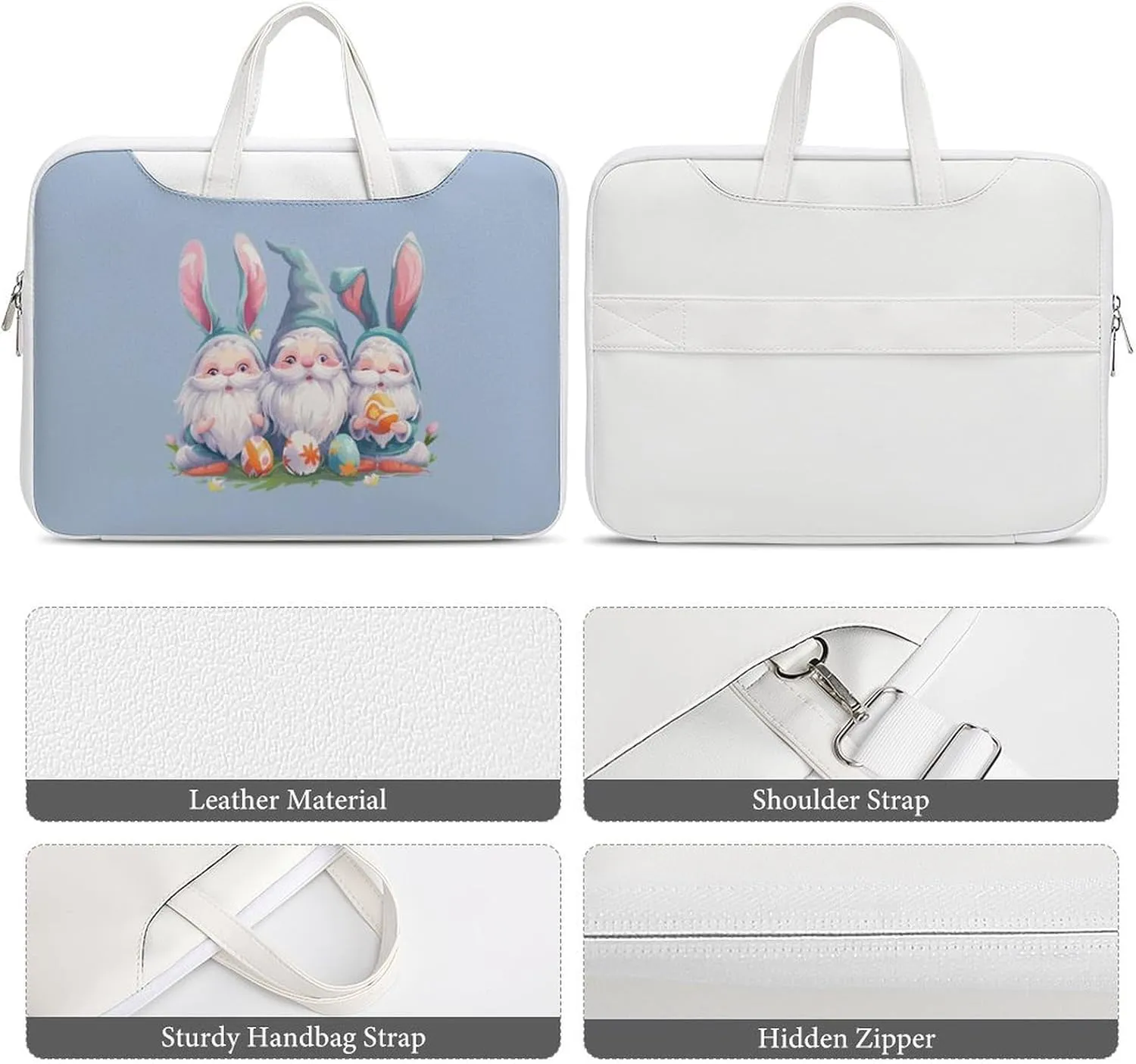 Cute Gnome Easter Laptop Tote Bag Waterproof Computer Carrying Case Business Office Briefcase