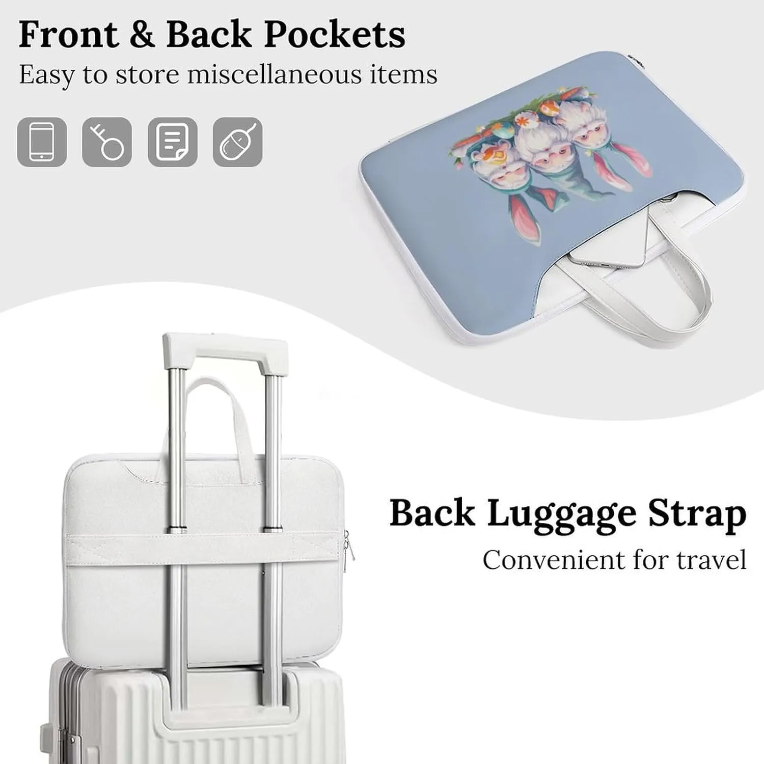 Cute Gnome Easter Laptop Tote Bag Waterproof Computer Carrying Case Business Office Briefcase