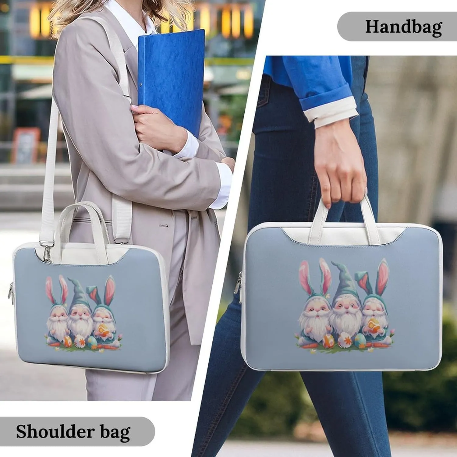 Cute Gnome Easter Laptop Tote Bag Waterproof Computer Carrying Case Business Office Briefcase