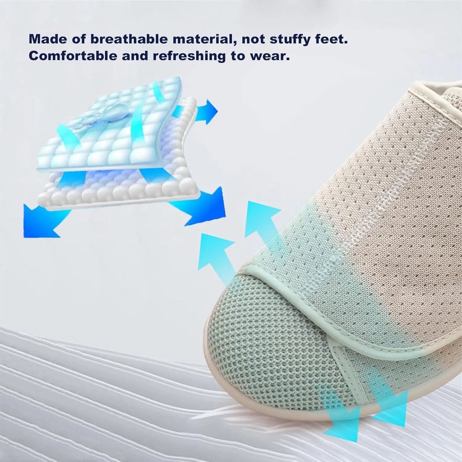 Diabetic Shoes,Adjustable Easy to Put On and Take Off Lightweight Wider Non-Slip Shoes for Swollen Feet