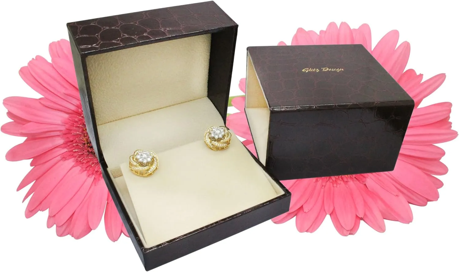 Diamond Earrings for womens Princess Cut studs 14K Gold Gift Box Authenticity Cards