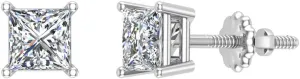 Diamond Earrings for womens Princess Cut studs 14K Gold Gift Box Authenticity Cards