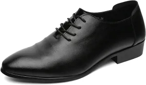 Dress Formal Shoes for Men Lace Up Round Toe Derby Shoes Vegan Leather Rubber Sole Anti-Slip Resistant Non Slip Block Heel Party (Color : Black, Size : 6.5)