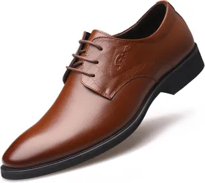 Dress Oxford for Men Lace Up Derby Shoes Round Toe Vegan Leather Non Slip Low Top Slip Resistant Anti-Slip Rubber Sole Classic (Color : Brown, Size : 7.5)