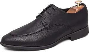Dress Oxford Formal Shoes for Men Lace Up Apron Round Toe Derby Shoes Vegan Leather Non Slip Rubber Sole Slip Resistant Anti-Slip Business