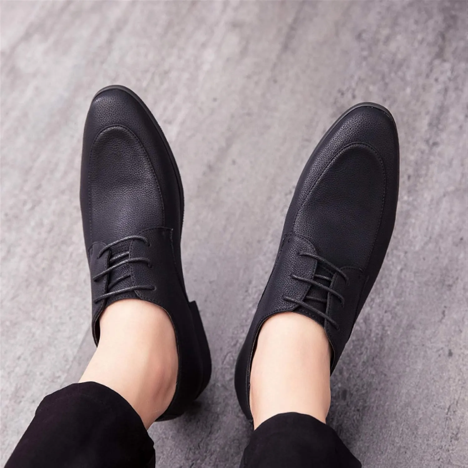 Dress Oxford Formal Shoes for Men Lace Up Apron Round Toe Derby Shoes Vegan Leather Non Slip Rubber Sole Slip Resistant Anti-Slip Business
