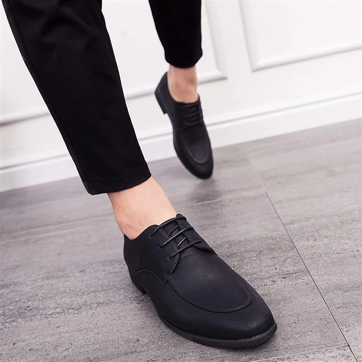 Dress Oxford Formal Shoes for Men Lace Up Apron Round Toe Derby Shoes Vegan Leather Non Slip Rubber Sole Slip Resistant Anti-Slip Business