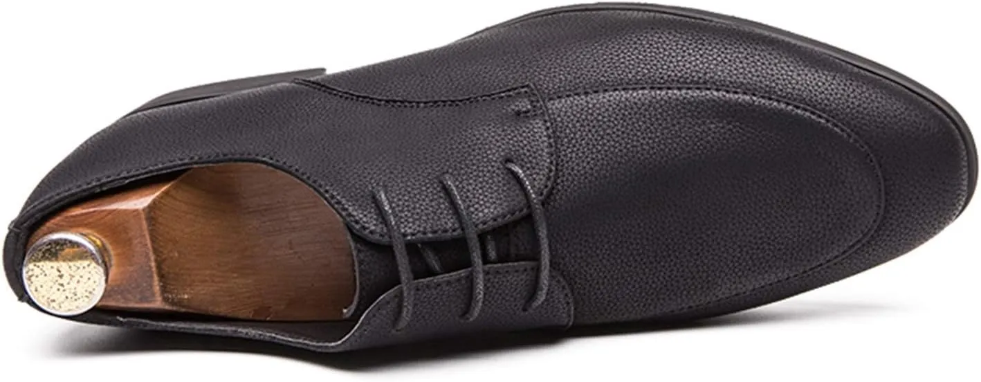 Dress Oxford Formal Shoes for Men Lace Up Apron Round Toe Derby Shoes Vegan Leather Non Slip Rubber Sole Slip Resistant Anti-Slip Business