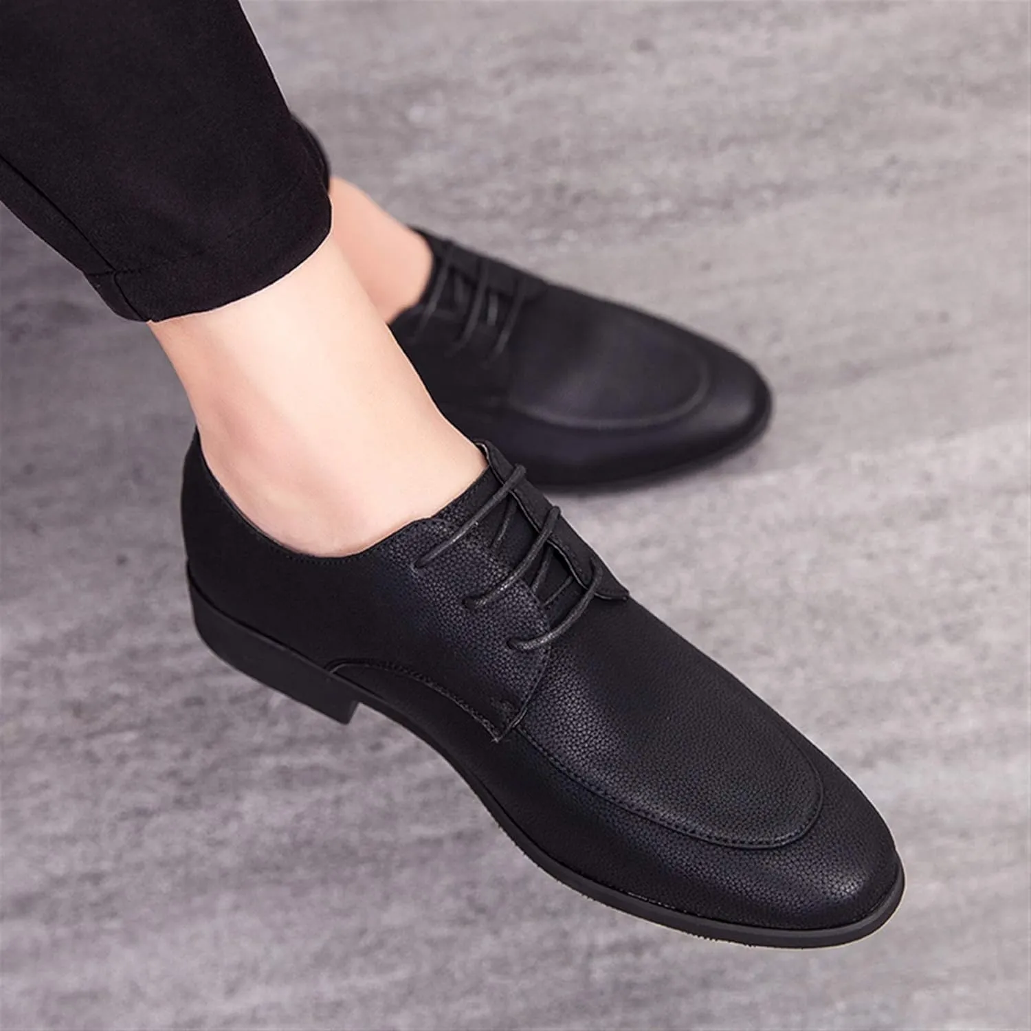 Dress Oxford Formal Shoes for Men Lace Up Apron Round Toe Derby Shoes Vegan Leather Non Slip Rubber Sole Slip Resistant Anti-Slip Business