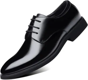 Dress Oxford Shoes for Men Lace Up Round Toe Derby Shoes Vegan Leather Anti-Slip Block Heel Low Top Non Slip Resistant Wedding