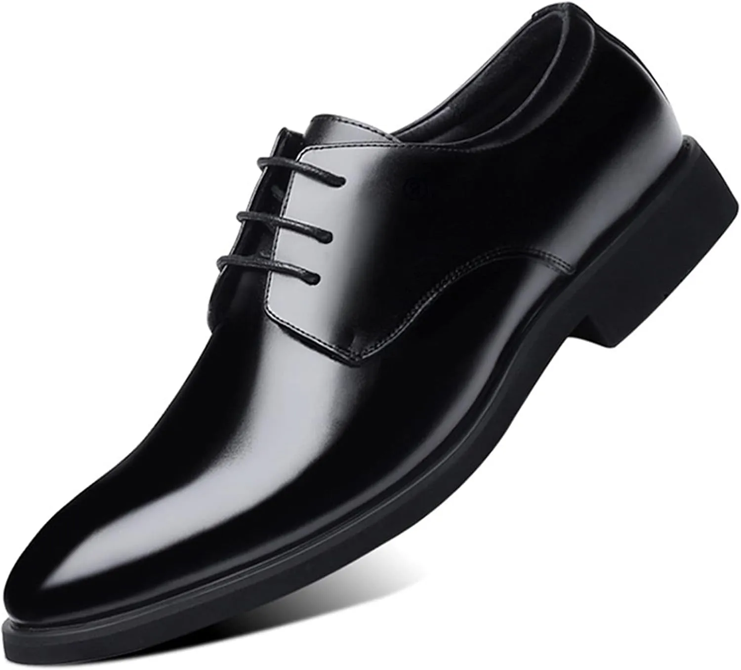 Dress Oxford Shoes for Men Lace Up Round Toe Derby Shoes Vegan Leather Anti-Slip Block Heel Low Top Non Slip Resistant Wedding