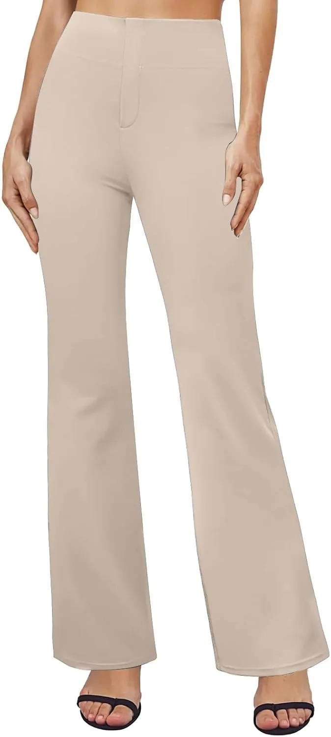 Dress Pants Women High Waist Flat Front Straight Leg Trousers Fashion Slim Fit Comfy Business Office Pant with Pocket