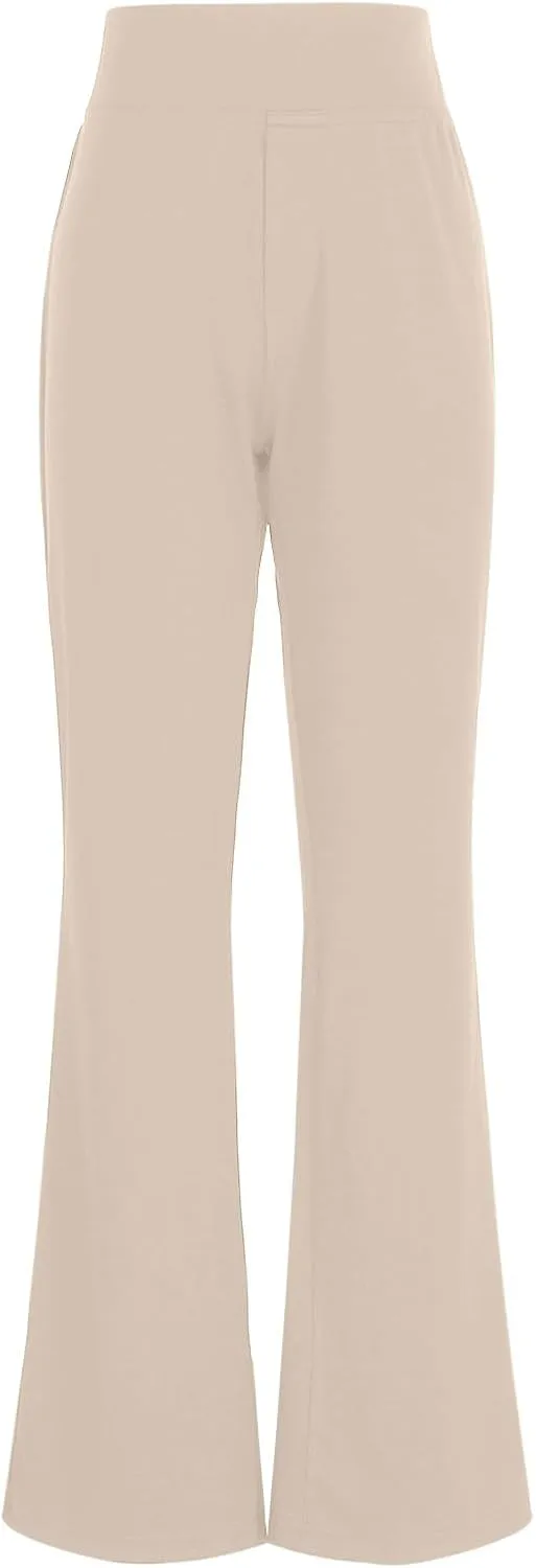 Dress Pants Women High Waist Flat Front Straight Leg Trousers Fashion Slim Fit Comfy Business Office Pant with Pocket