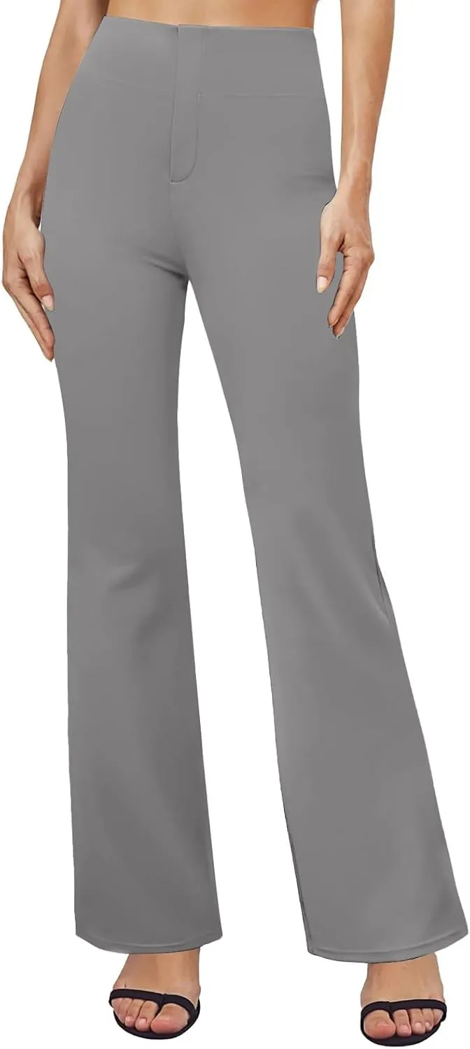 Dress Pants Women High Waist Flat Front Straight Leg Trousers Fashion Slim Fit Comfy Business Office Pant with Pocket