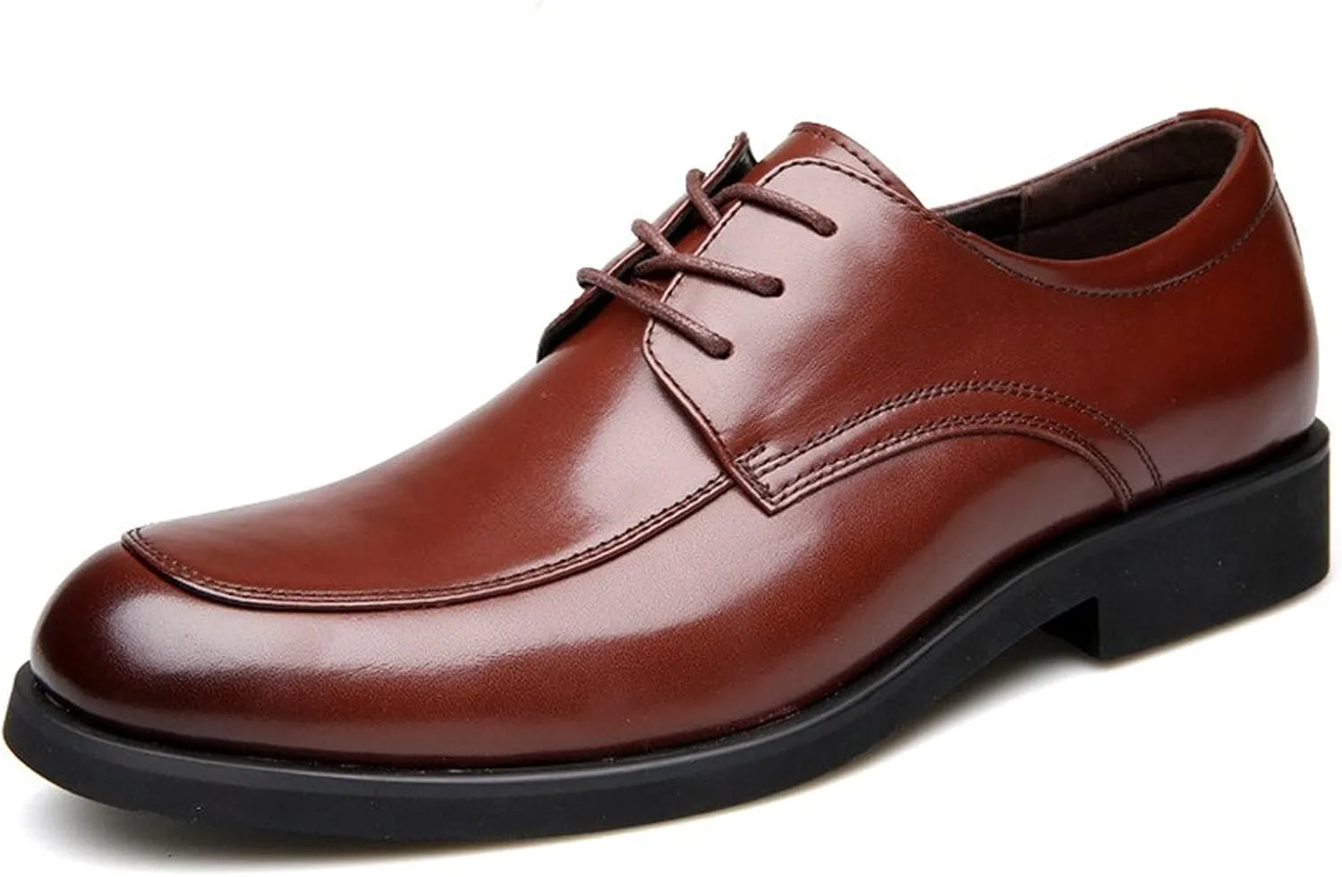 Dress Shoes for Men Lace Up Apron Toe Derby Shoes Burnished Round Toe Vegan Leather Slip Resistant Rubber Sole Anti-Slip Non Slip Low Top Prom