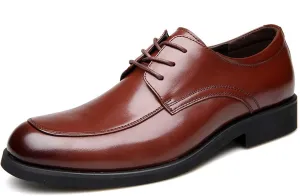 Dress Shoes for Men Lace Up Apron Toe Derby Shoes Burnished Round Toe Vegan Leather Slip Resistant Rubber Sole Anti-Slip Non Slip Low Top Prom