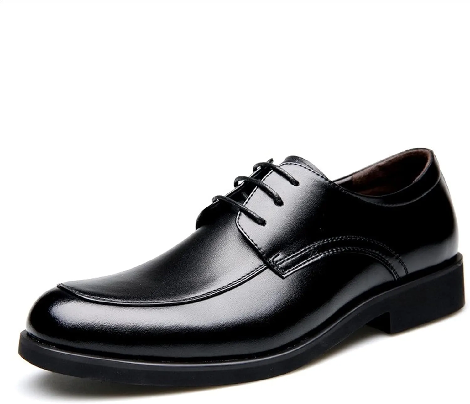 Dress Shoes for Men Lace Up Apron Toe Derby Shoes Burnished Round Toe Vegan Leather Slip Resistant Rubber Sole Anti-Slip Non Slip Low Top Prom