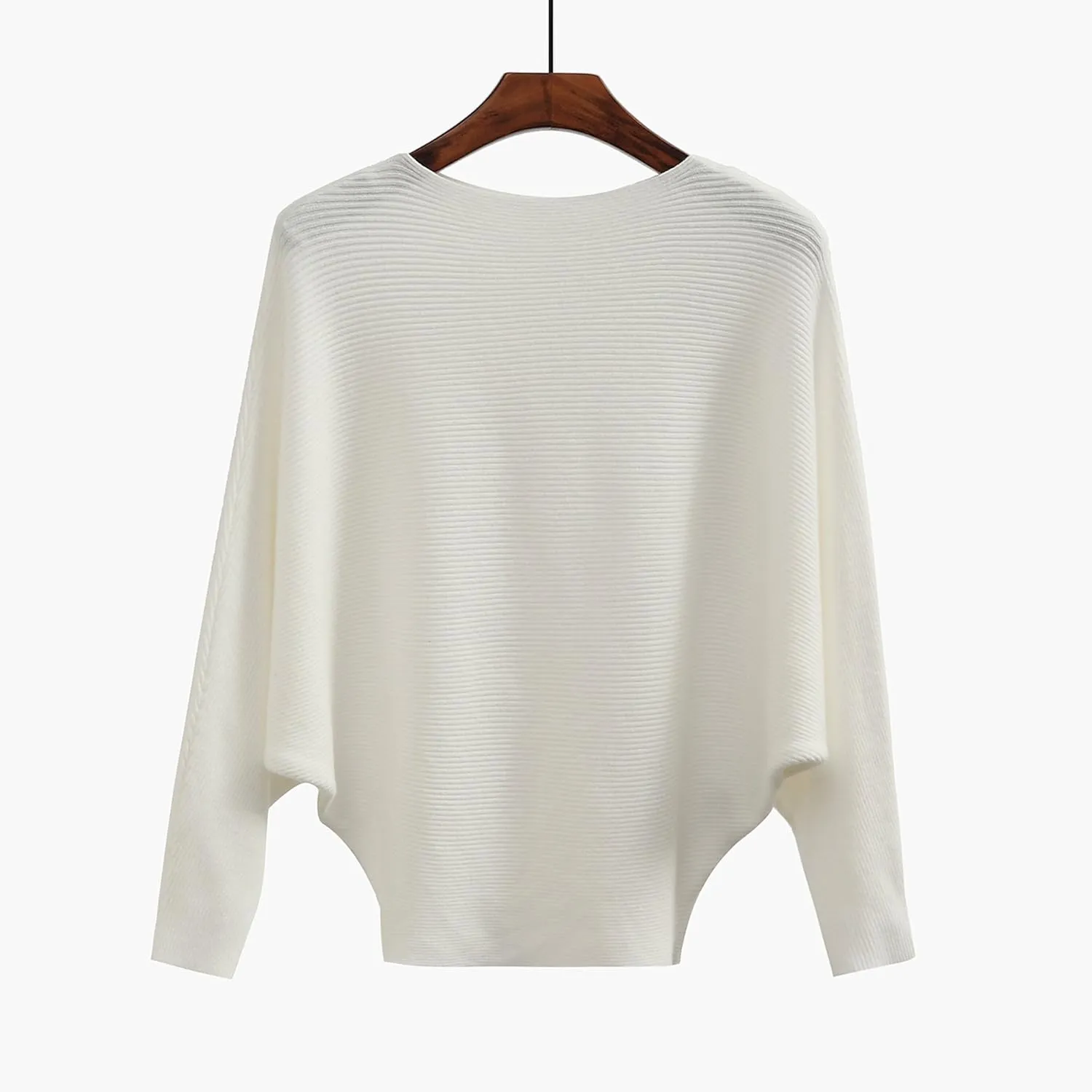 EDSTAR Women Dolman Batwing Sleeves Knitted Sweaters Winter Boat Neck Pullovers Tops