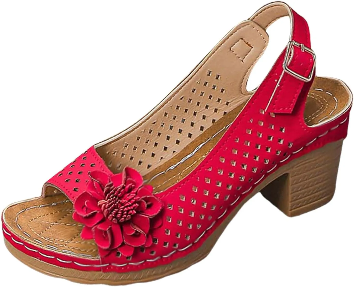 Eduavar Platform Sandals Women Elegant Dressy Dress Party Wedding Pumps Shoes Low Kitten Heels Slingback Open Toe Sandals