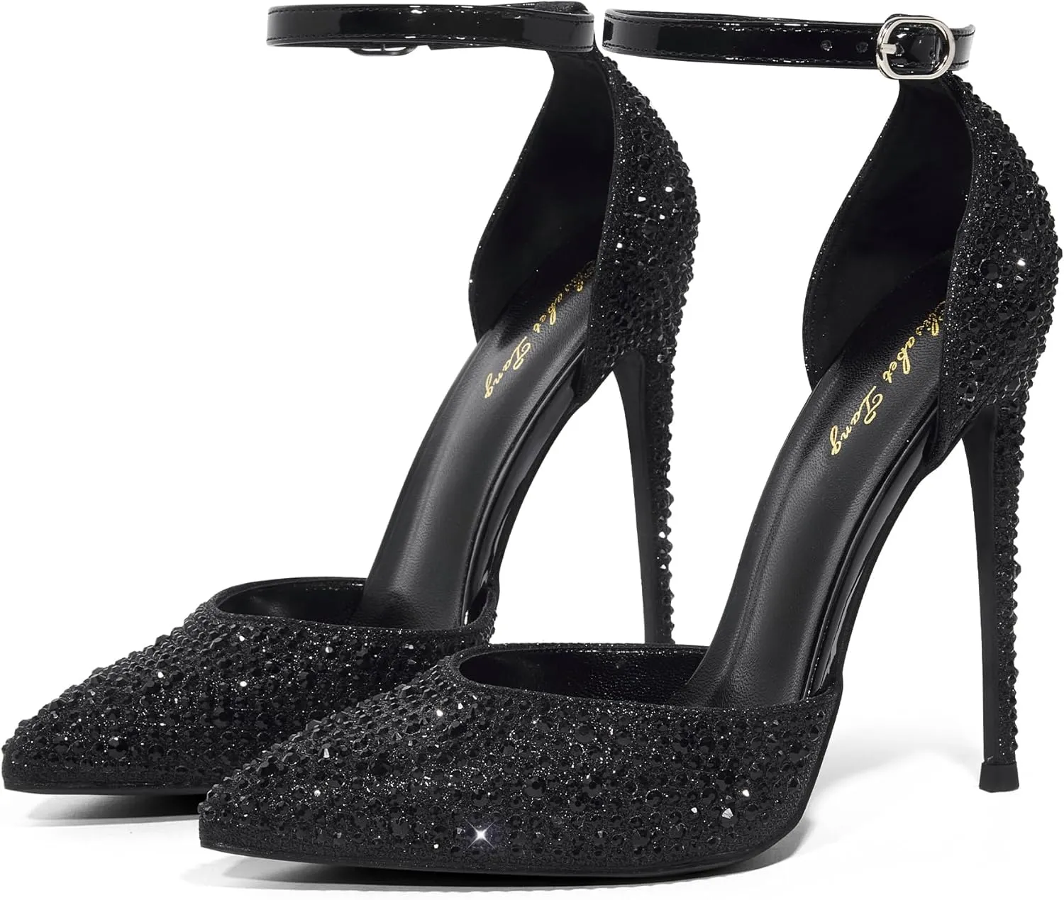 Elisabet Tang High Heels, Women Pumps D'Orsay Ankle Strap Pointed Toe Stiletto Heels Party Wedding Shoes
