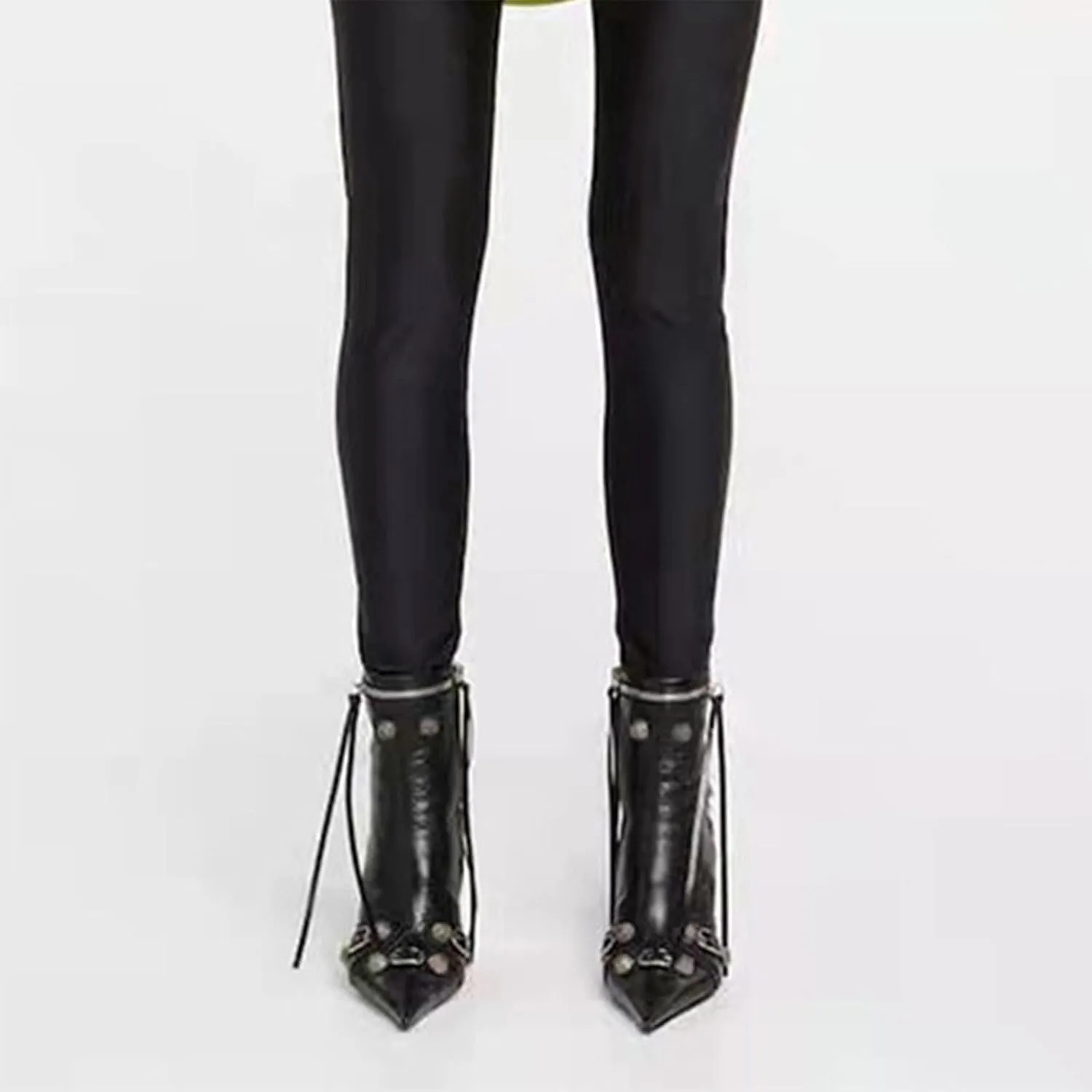 femflame Women's Knee High Boots for Women Pointed Toe Stiletto High Heels Rivet Party Dress Hot Long
