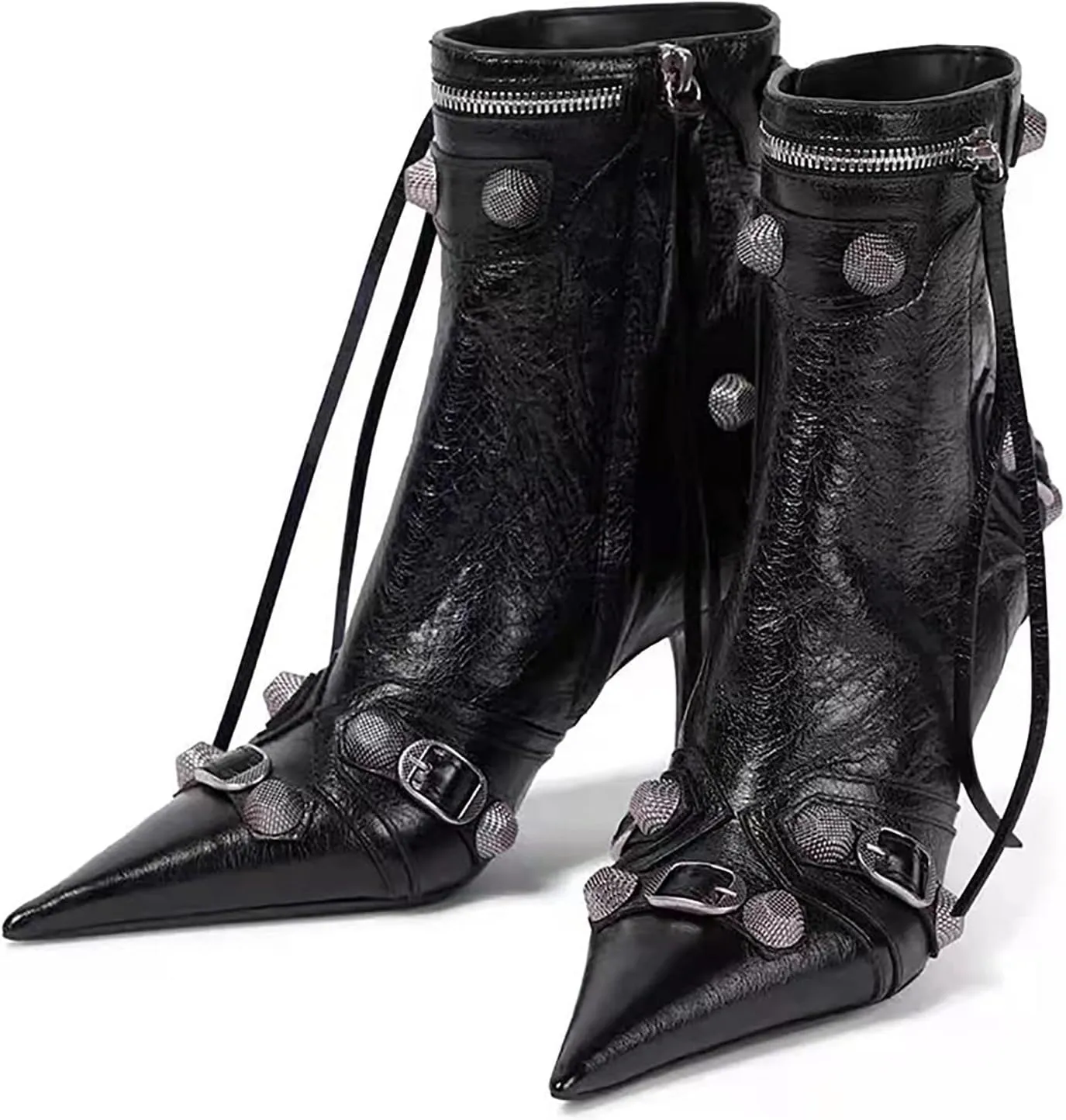 femflame Women's Knee High Boots for Women Pointed Toe Stiletto High Heels Rivet Party Dress Hot Long