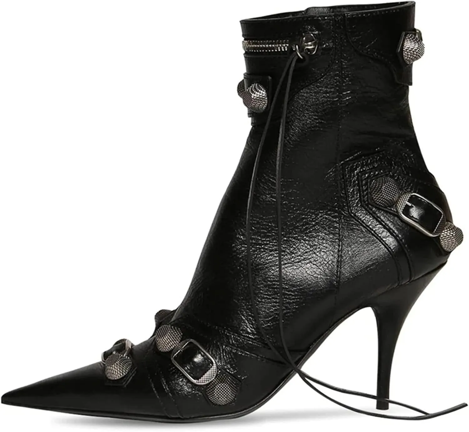 femflame Women's Knee High Boots for Women Pointed Toe Stiletto High Heels Rivet Party Dress Hot Long