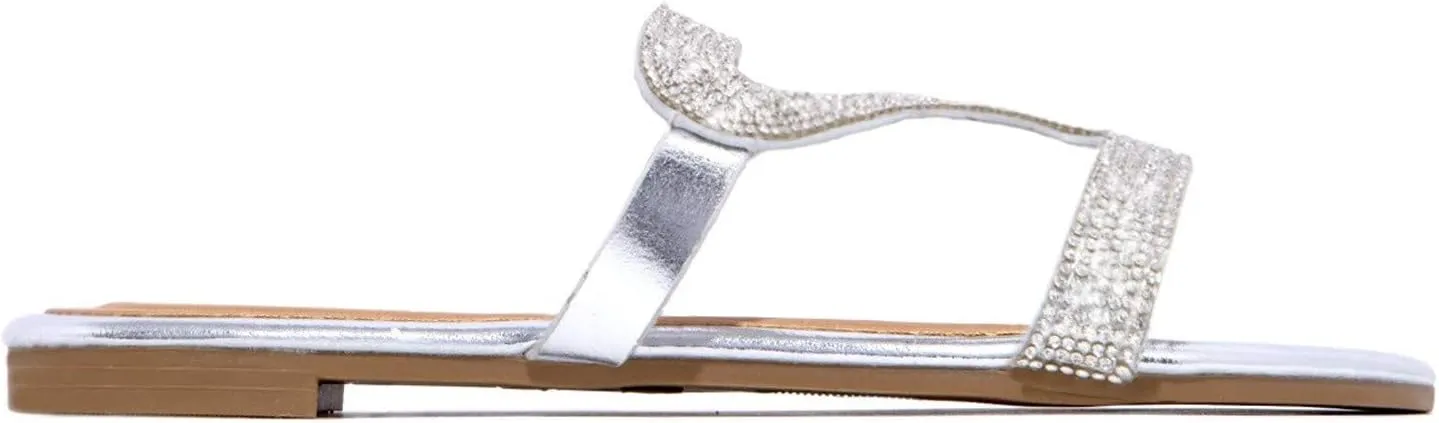 Flops Slippers Casual Crystal Ladies Retro Flat Shoes Sandals Flip Summer Women Women's Rain Boots for Women Waterproof (Silver, 8)