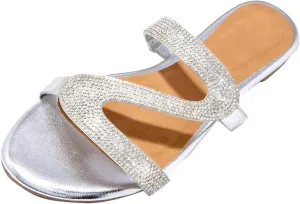 Flops Slippers Casual Crystal Ladies Retro Flat Shoes Sandals Flip Summer Women Women's Rain Boots for Women Waterproof (Silver, 8)