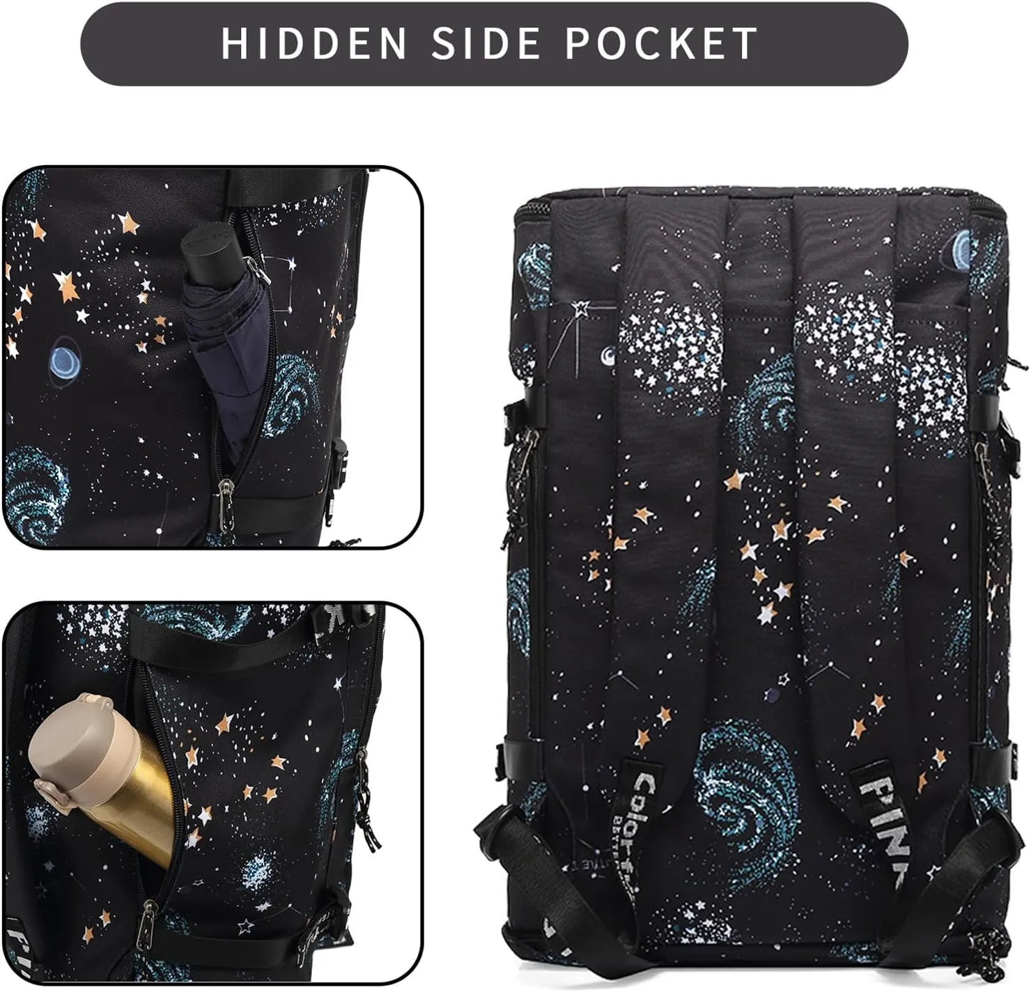Floral gym duffel bag backpack, fashion wrestling bag,with shoe compartment, 4 kinds of back method waterproof travel sports walking laptop LightweightA-Starry Sky