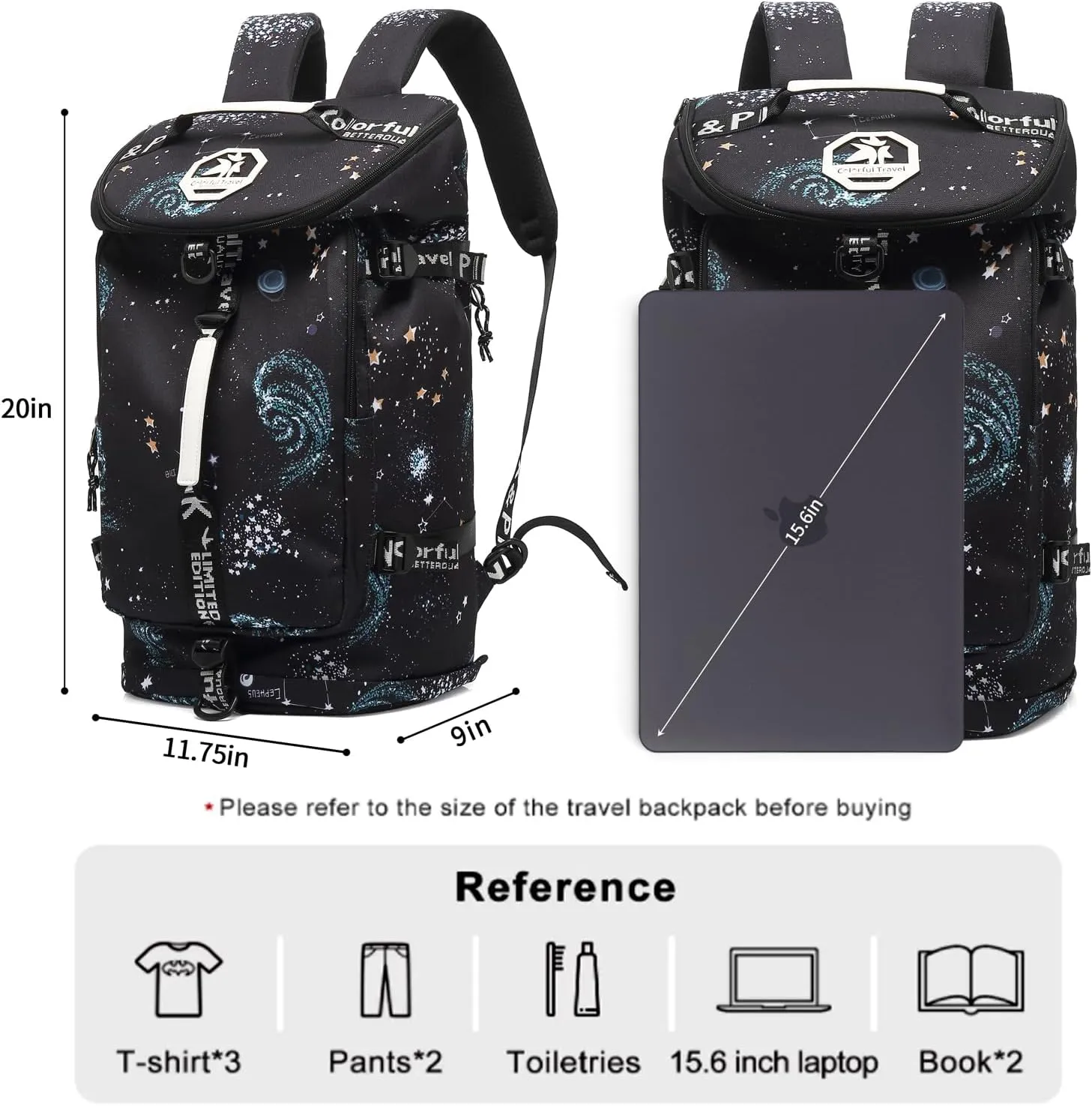Floral gym duffel bag backpack, fashion wrestling bag,with shoe compartment, 4 kinds of back method waterproof travel sports walking laptop LightweightA-Starry Sky