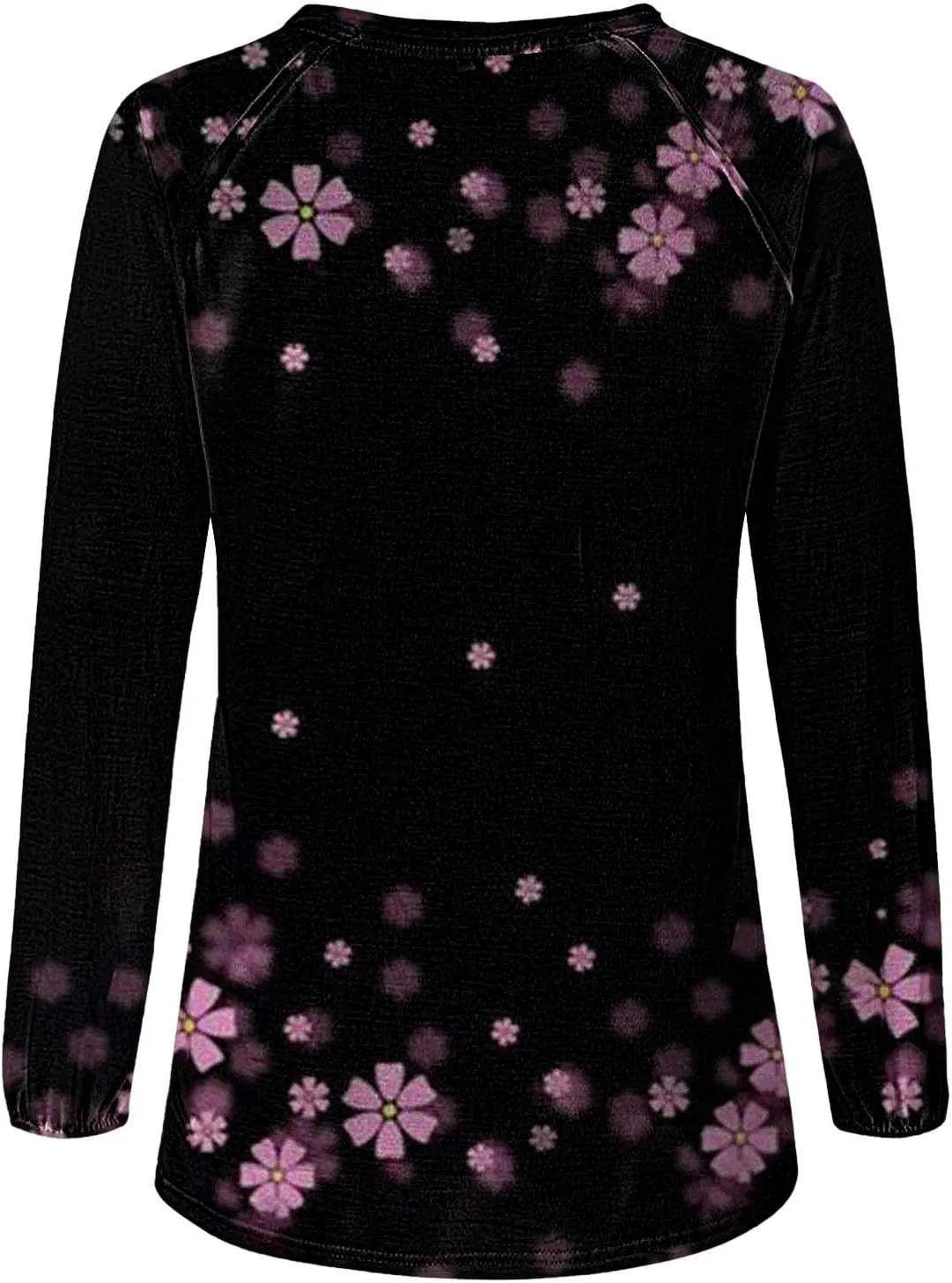 Flowers Graphic Long Sleeve V Neck Tees Shirts for Women Casual Loose Fitted Tshirts Boho Wildflower Trendy Tops