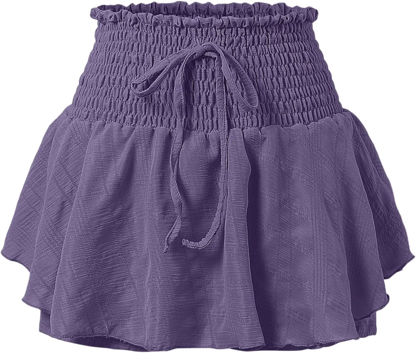 Flowy Skorts for Women Linen Boho Ruffled Pleated Mini Skirts Casual Smocked High Waist Tennis Golf Comfy Shorts 2025