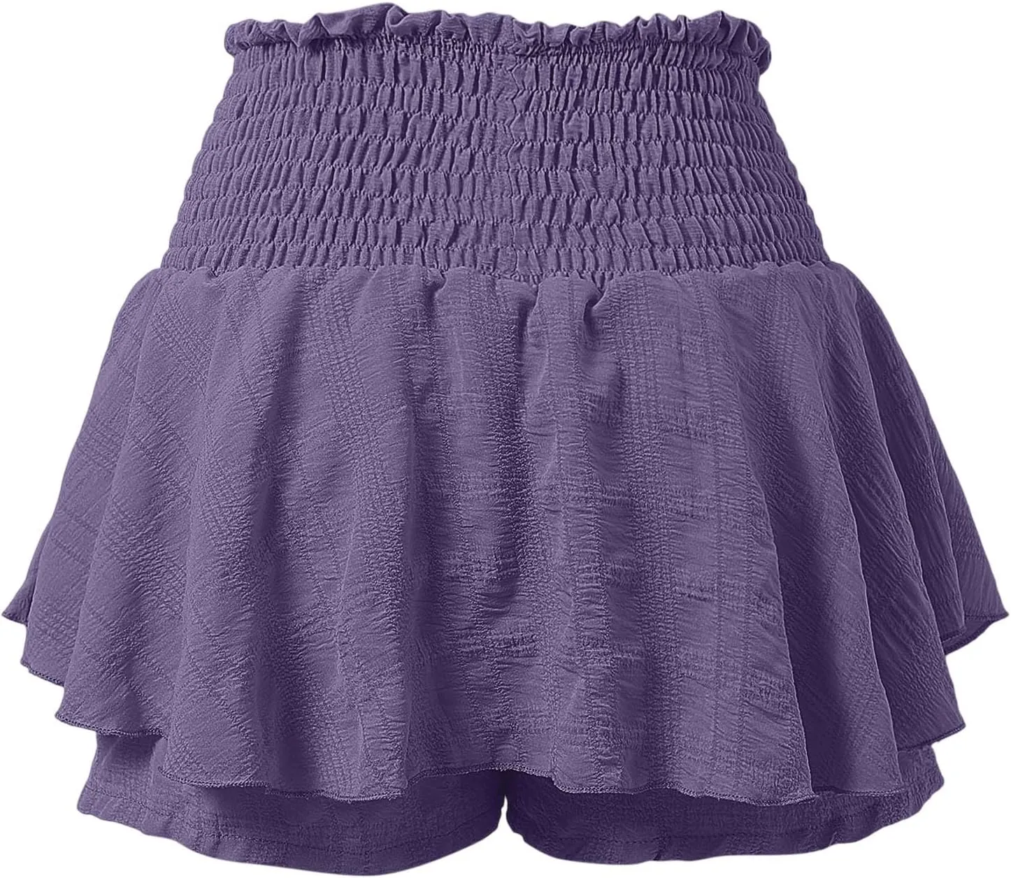 Flowy Skorts for Women Linen Boho Ruffled Pleated Mini Skirts Casual Smocked High Waist Tennis Golf Comfy Shorts 2025