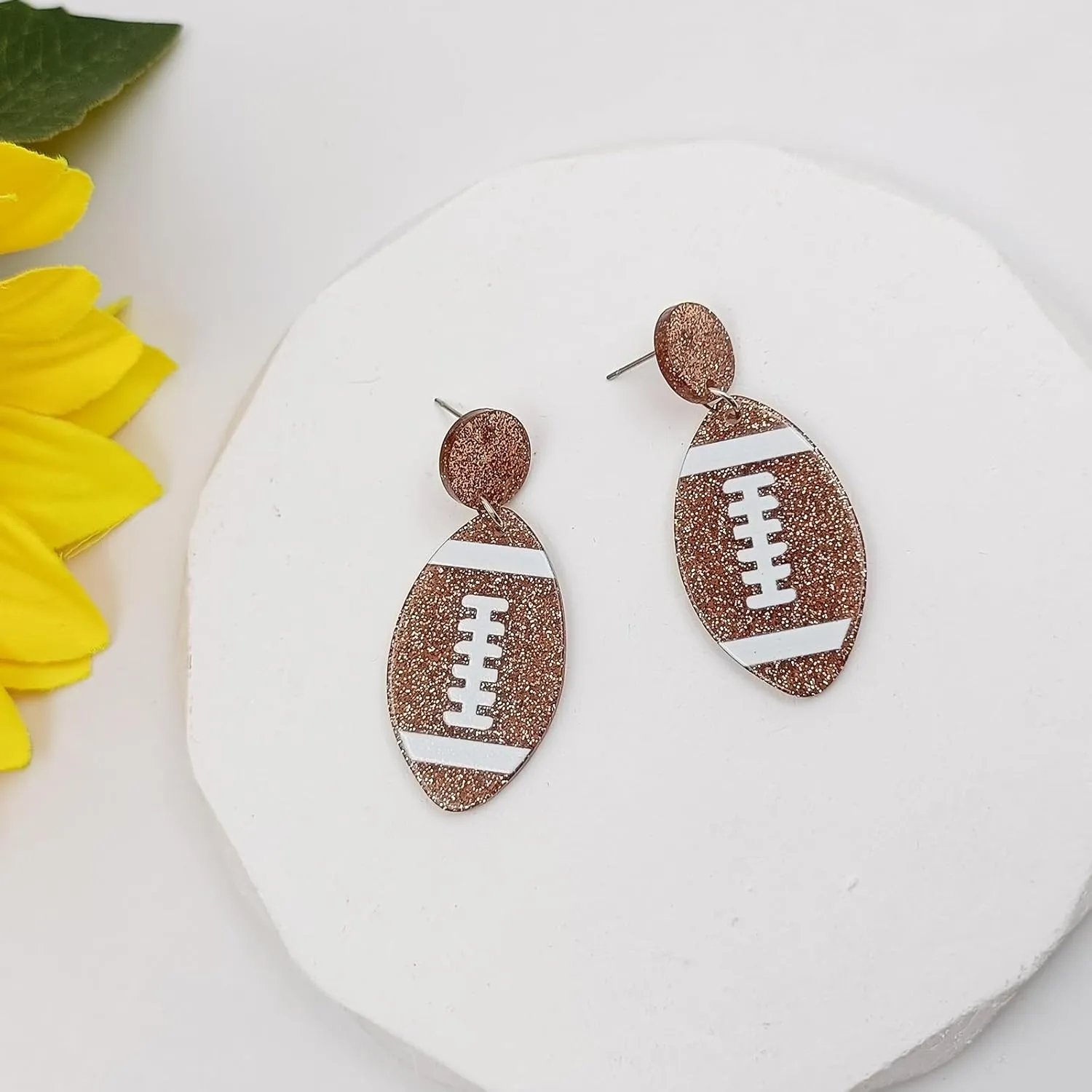 Football Earrings for Women Acrylic Game Day Earrings Soccer Dangle Earrings Sports Day Themed Rugby Earrings Game Day Jewelry
